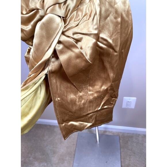 SAU LEE Hester Strapless Ruched Ecru Olive Satin Mini Dress Size 2 - Picture 7 of 11